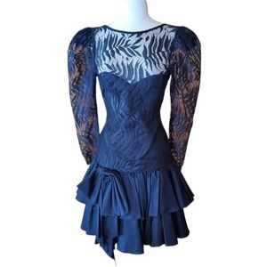 1980s TD4 Black Cocktail‎ Dress